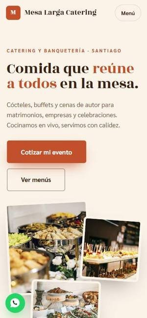 Vista móvil de Mesa Larga Catering