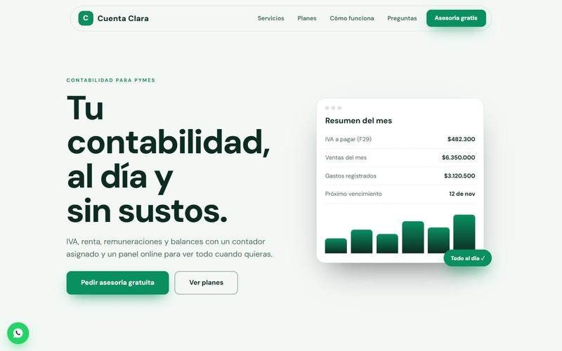 Vista de escritorio de Cuenta Clara