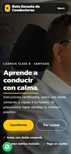 Vista móvil de Ruta Escuela de Conductores