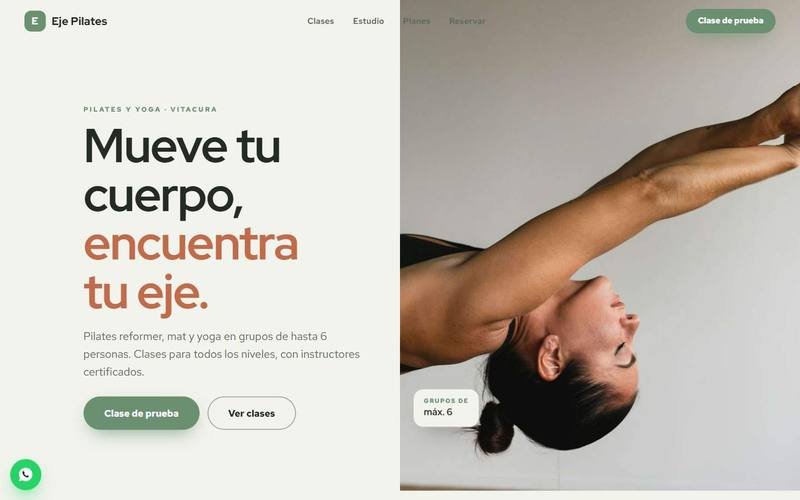 Vista de escritorio de Eje Pilates
