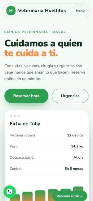 Vista móvil de Veterinaria Huellitas