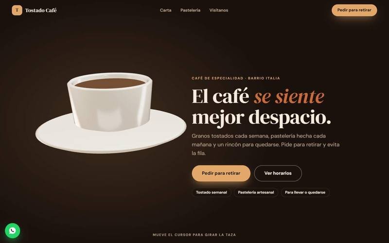 Vista de escritorio de Tostado Café