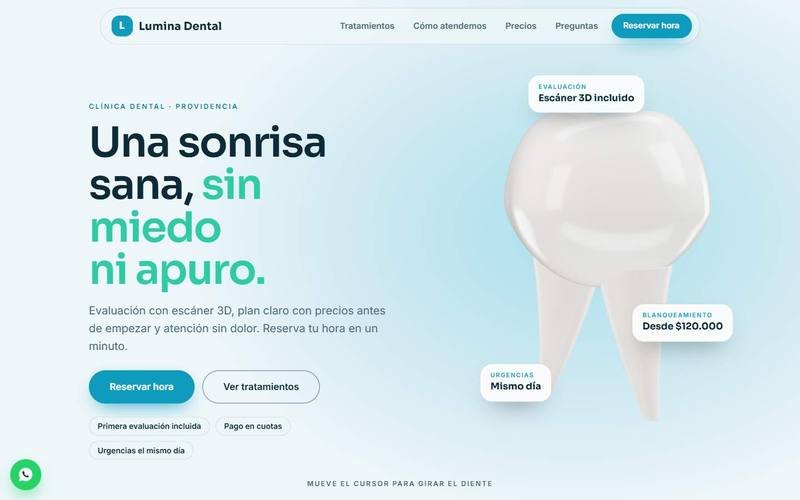 Vista de escritorio de Lumina Dental