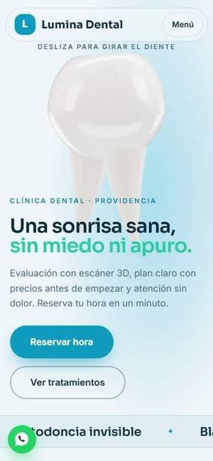 Vista móvil de Lumina Dental